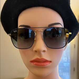 Ray-Ban Blue Frame Sunglasses with Gold Accents